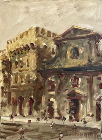 Quadro di Emanuele Cappello Piazza San Firenze - olio tela 